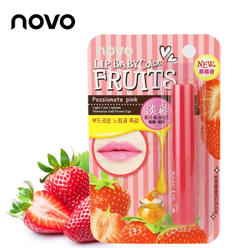 NOVO Гигиеническая помада, корейский Макияж для губ, натуральный фруктовый вкус, увлажняющая, бесцветная, для восстановления морщин губ, 4,5 г/1 шт