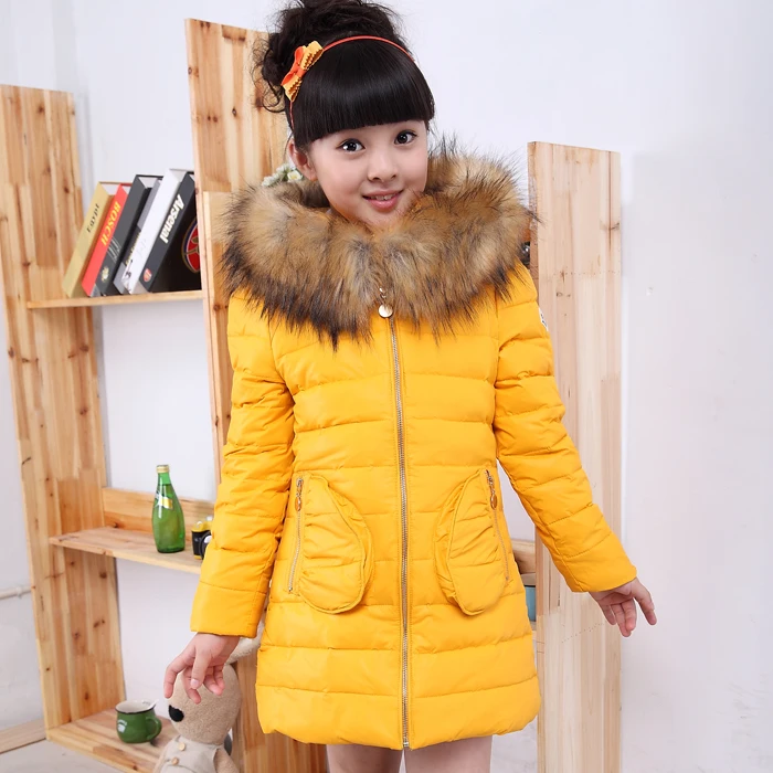 Купить новый зима девушки большой меховой воротник пуховик детский ...