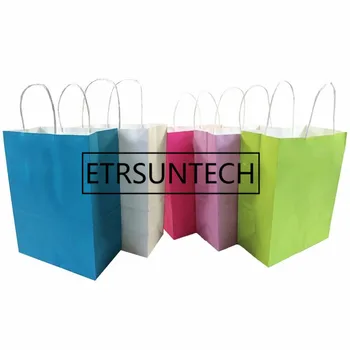 

1000pcs Multicolor paper bag with handles 21x15x8cm DIY Multifunction Festival gift bag wedding party gift kraft paper bags