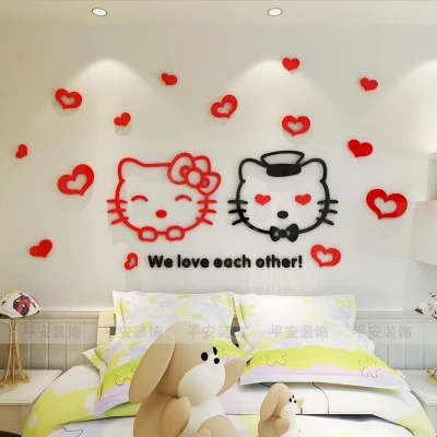 hello kitty 3d stereo stiker dinding kamar anak anak akrilik poster