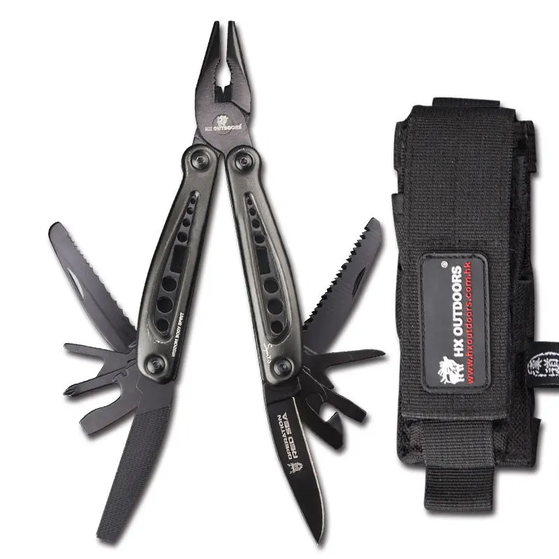 

HX outdoors black 440C stainless steel portable multi plier Multifunctional Combination Tool Folding Tool with Skipper Knife