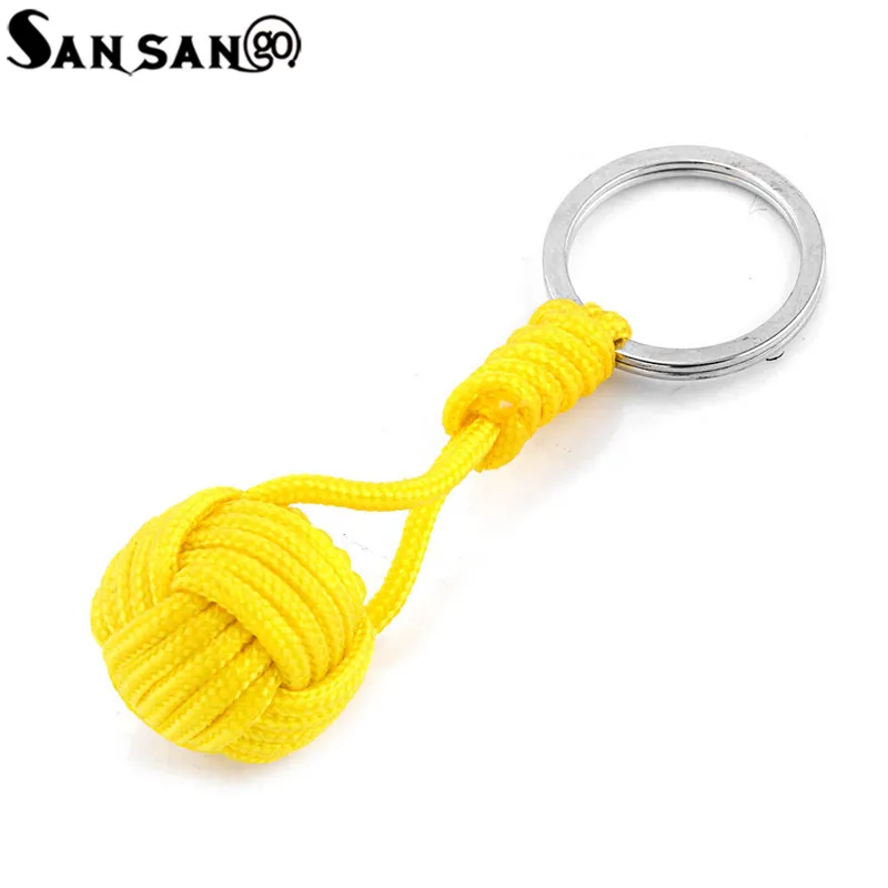 New Creative Design Polyester Braided Rope Ball fist key chain Self Defense parachute Lanyard Survival Outdoor Camping Jewelry