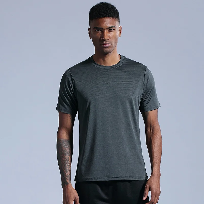 Мужская футболка с короткими рукавами для тренажерного зала, брендовая футболка для тренировок и фитнеса, летняя футболка для бега, компрессионная футболка для велоспорта и баскетбола - Цвет: Dark Grey