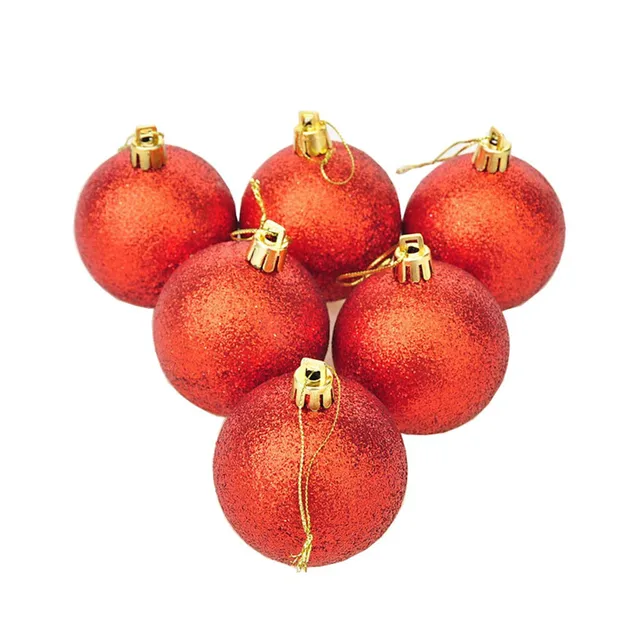 New Red Christmas Balls 8cm 6pcs Christmas Tree Hanging Balls Xmas Tree Hanging Ornament Decor