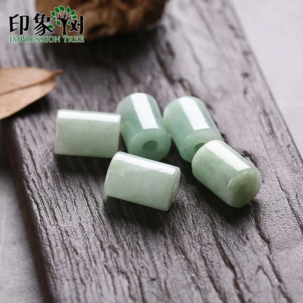 Цилиндрическая бусина Jadeite 13x9 мм Гладкая круглая из натурального ручная работа
