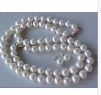 

Fast shipping + 07820 atural round white pearl necklace &bracelet &earring (A0516)