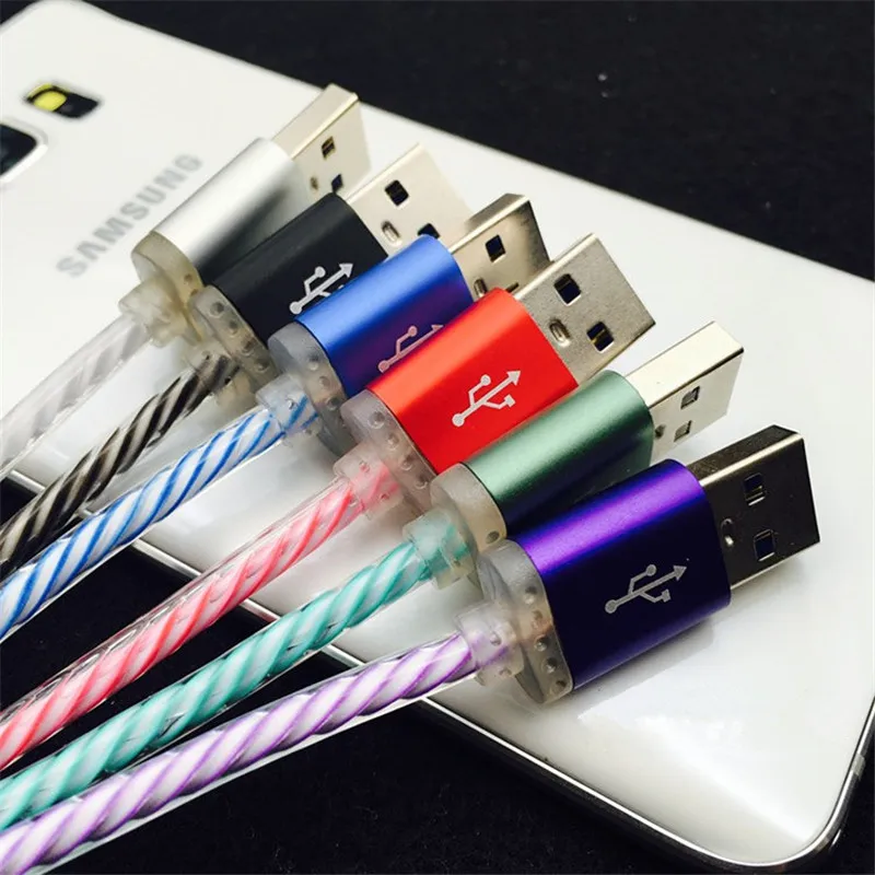 

Applicable to Apple mobile phone data cable glow Android USB colorful gradient led with light cool charging cable
