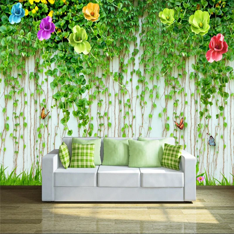 

wellyu High - definition flower rattan wall 3D TV backdrop custom large - scale mural environmental silk silk wallpaper