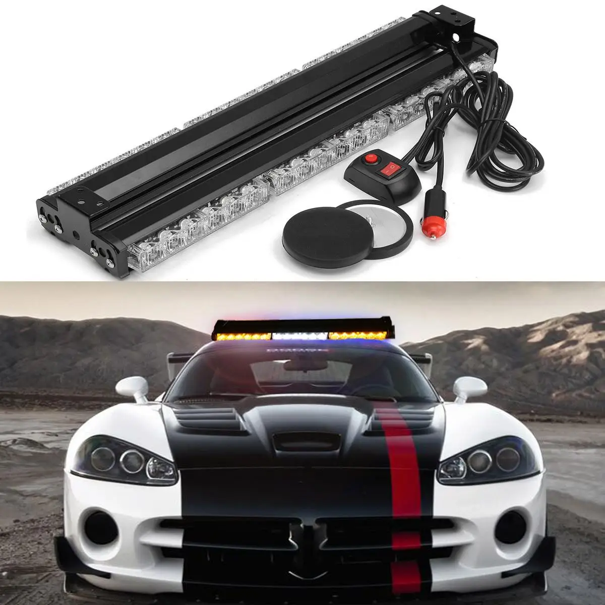 

Double Side 12V 36LED Car Emergency Strobe Flashing Light Rescue Vehicle Lamp Warning Lighting Work Light Bar Amber White