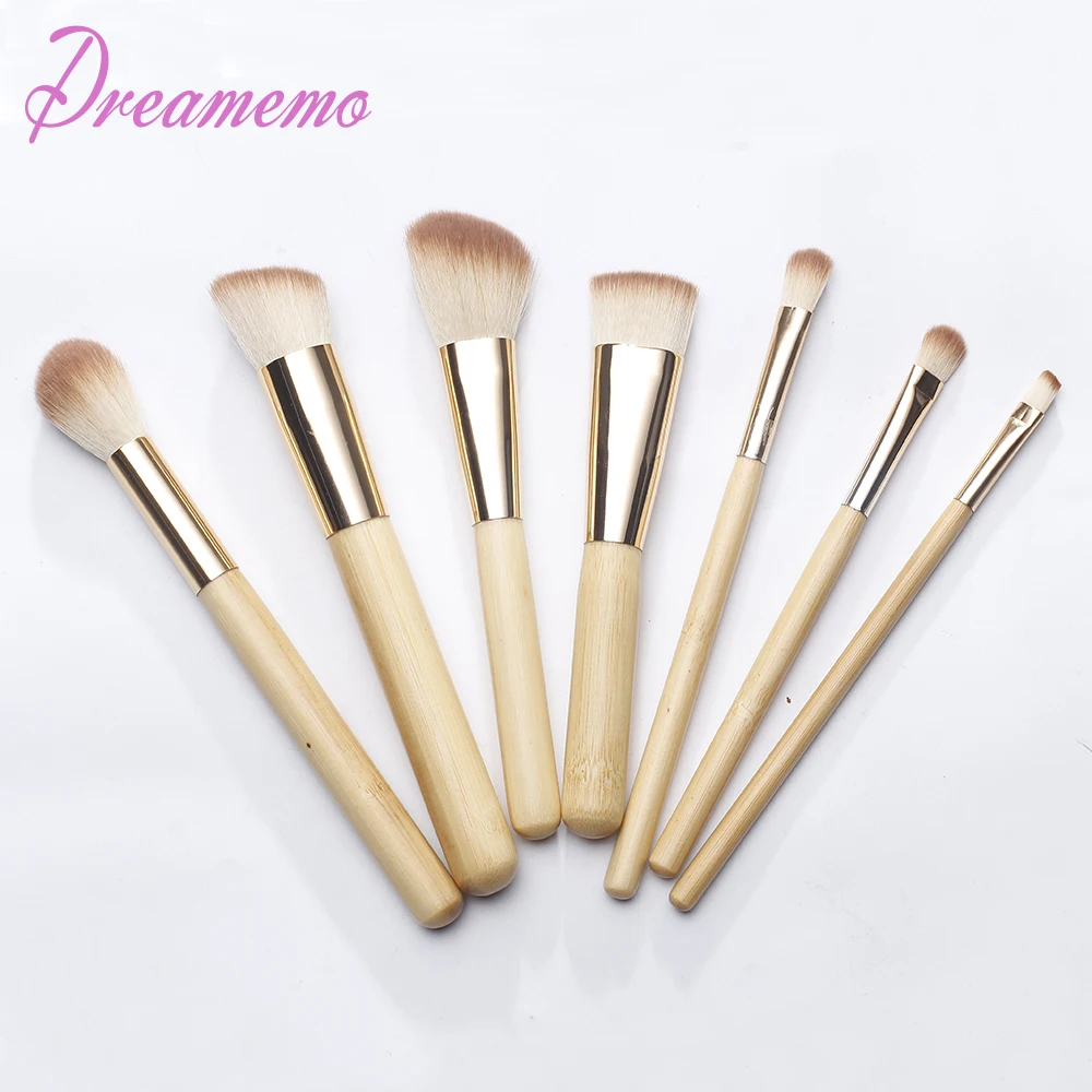 Dreamemo 8 шт. бамбуковые Кисточки для макияжа Набор натуральные мягкие щетинки основа Румяна Косметическая кисть для нанесения теней Макияж набор инструментов