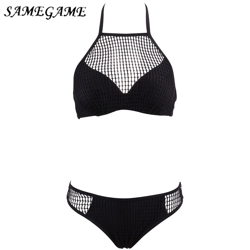 

SAMEGAME 2019 New Sexy Halter Hollow Push Up Bikinis Women Swimsuit Swimwear Beach Bathing Suits Swim Wear Biquini
