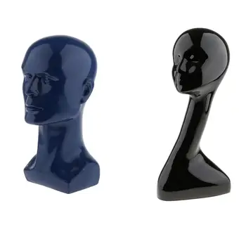 

2 Packs Free Standing Tabletop Plastic Male & Female Mannequin Head Wig Stand Hat Scarf Wig Glasses Necklace Display