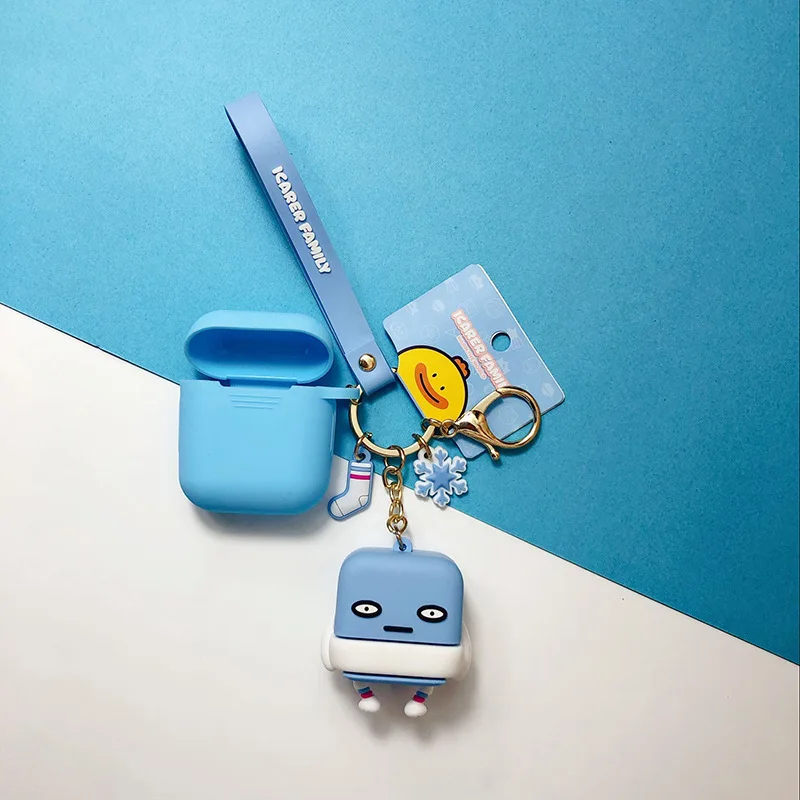 

Cartoon Icarer Family Keychain With Silicone Case For Apple Bluetooth Earphone Accessories Fashion Airpods Key Ring