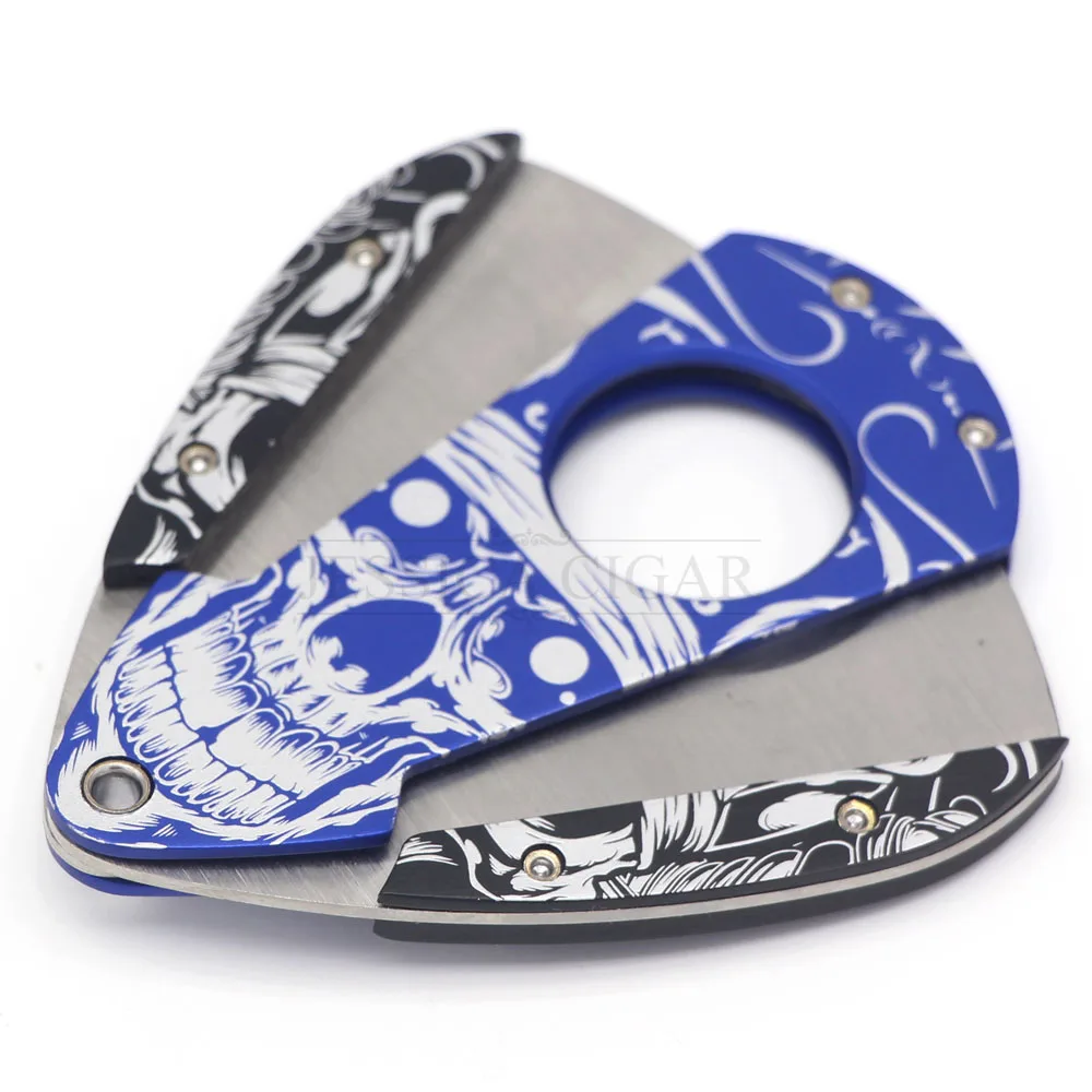 Cool Metal Cigar Cutter Aluminum Handle Cigar Guillotine Sharp Blades