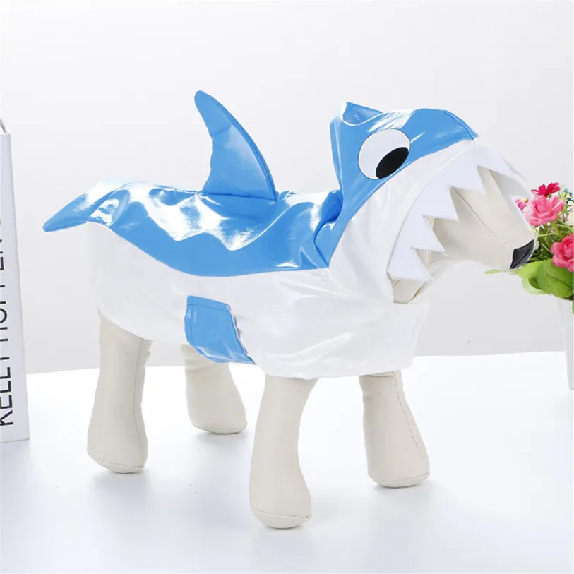 Cute Shark Cosplay Raincoat for Dogs Outdoor Hooded Dog Raincoat Waterproof Summer Clothes for Dogs Dropshipping #F#40AT14 (7)
