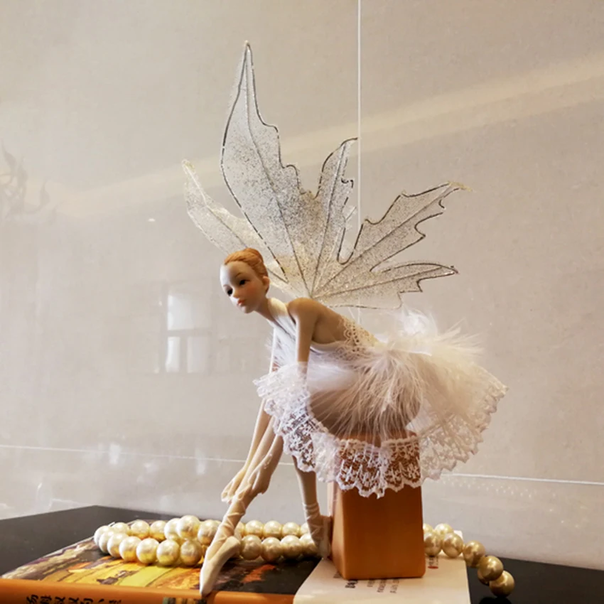 Красивая девушка творческие подарки украшения в виде Ангела из смолы искусственный домашний декор миниатюрный цветок сказочные фигурки Свадебные украшения