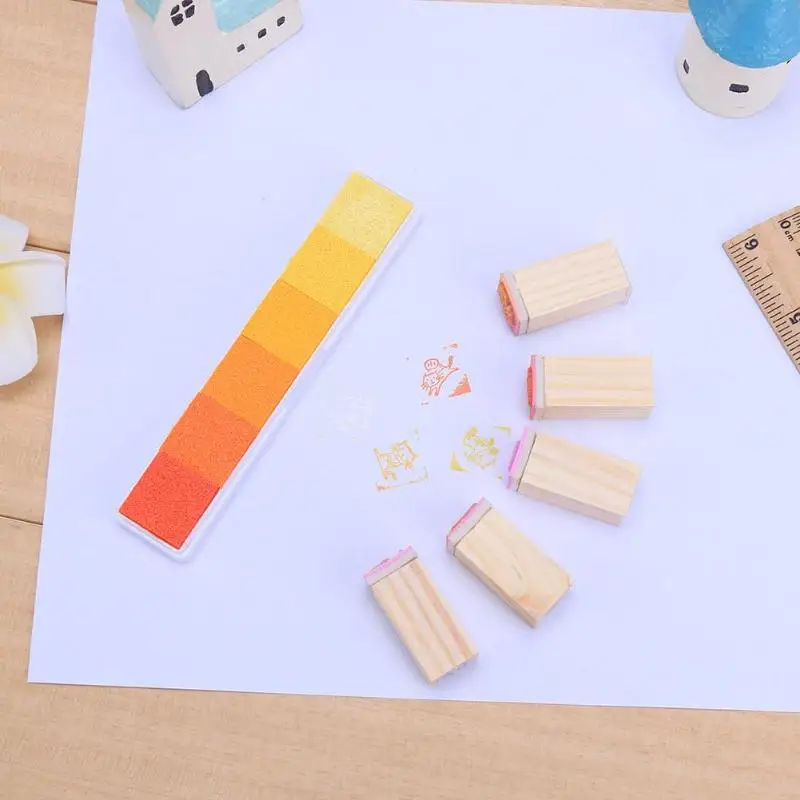 6 цветов Inkpad ручная работа, сделай сам, ремесло цветной штамп отпечаток пальца Скрапбукинг уплотнительная чернильная подушечка аксессуары градиентный штамп для детей