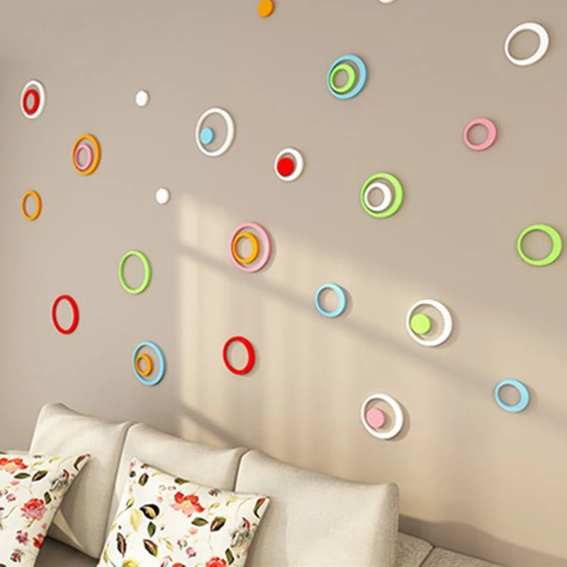 5Pcs DIY  Modern 3D Circles Ring Wall Stickers DIY Indoor Room Wall Home Decor