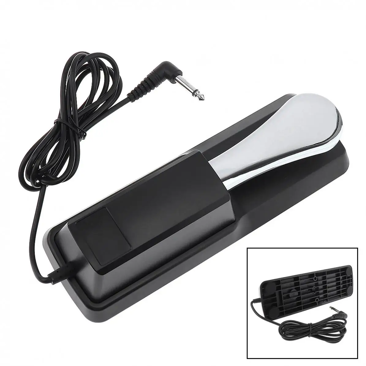 Universal Electronic Organ Piano Keyboard Sustain Pedal Chrome Plated