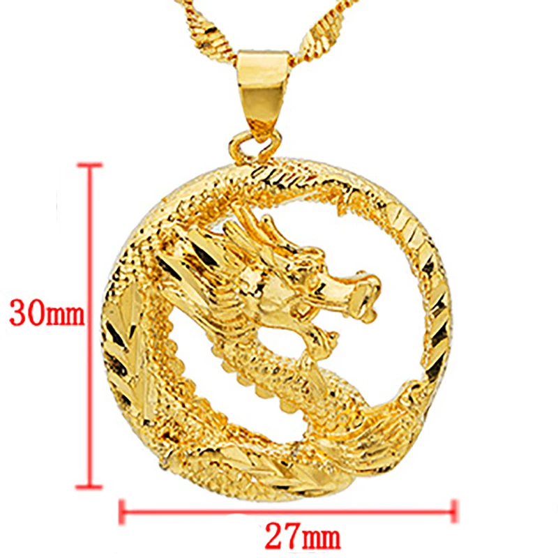 24K золотое ювелирное изделие с кулоном в виде щенка/дракона для женщин, тонкое ожерелье s, массивное ожерелье, ювелирное изделие без цепочки