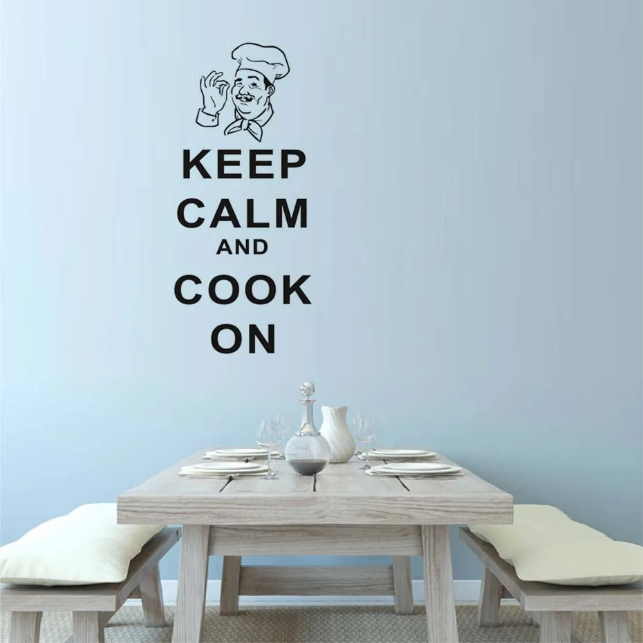 Keep Calm And Cook On Vinyl Wall Sticker For Kitchen Dining Hall Removable Waterproof Wallpaper Modern Wall Decals Home Decor (2)
