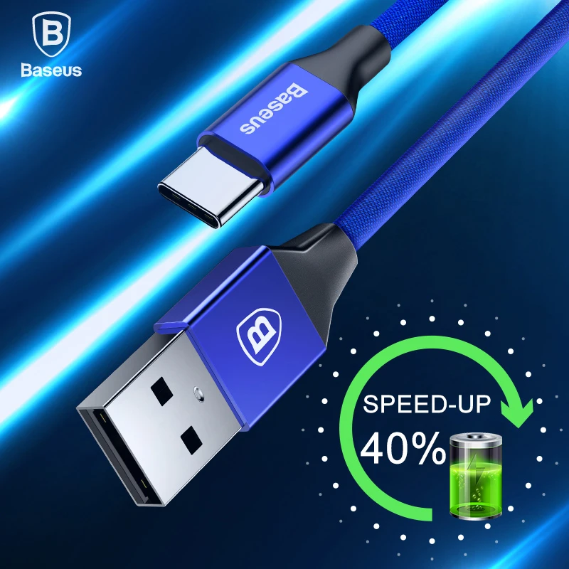 Baseus نوع usb C كابل ل samsung غالاكسي Note8 S8 s9 plus الهاتف المحمول لسرعة كابل شحن 3A نوع-C كابل يو اس بي