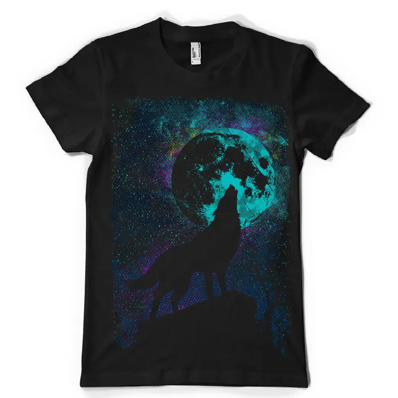 abstract howling moon wolf mashup mens tshirt tee dtg Tops wholesale Tee custom Environmental printed Tshirt cheap | Мужская одежда