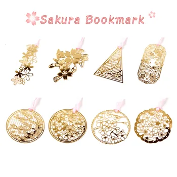 

1pcs Metal Sakura Series Chinese Style Openwork Bookmark Creative Small Mini Brass Bookmark Book Page