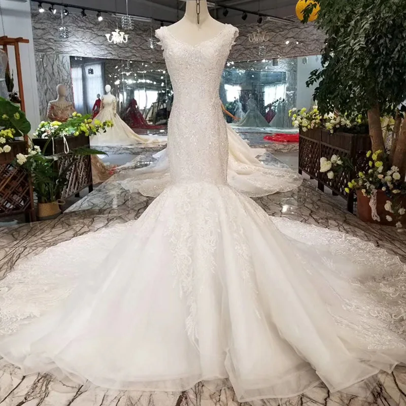 Vestido de noiva возлюбленная Русалка накладное украшение для свадебного платья кружевное подвенечное платье кепки рукавом свадебное платье