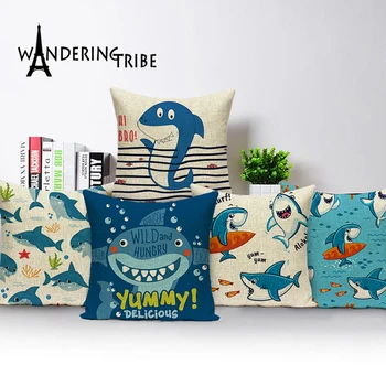 

Cartoon Whale Cushion Cover Ocean Naive Spring Decorative Pillows Case Spring Pillow Covers Home Sofa Cushion Cases
