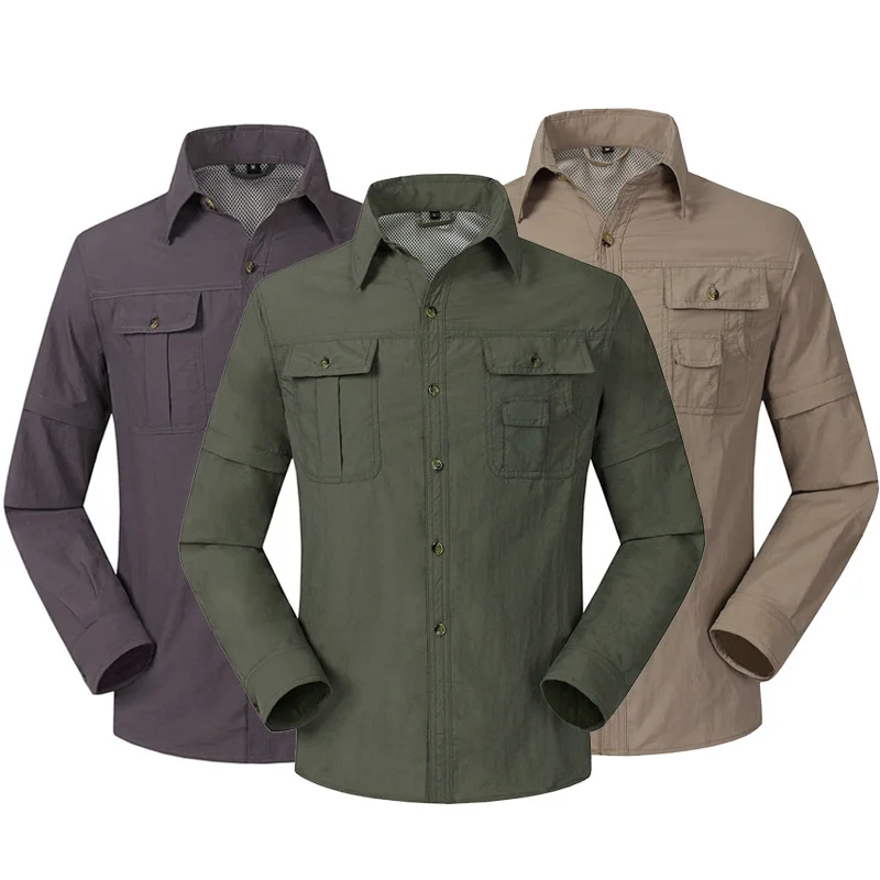 

Quick Dry Outdoor Men's Summer Shirts Breathable Removable Sports Fishing Trekking Hiking Male hunting shirt