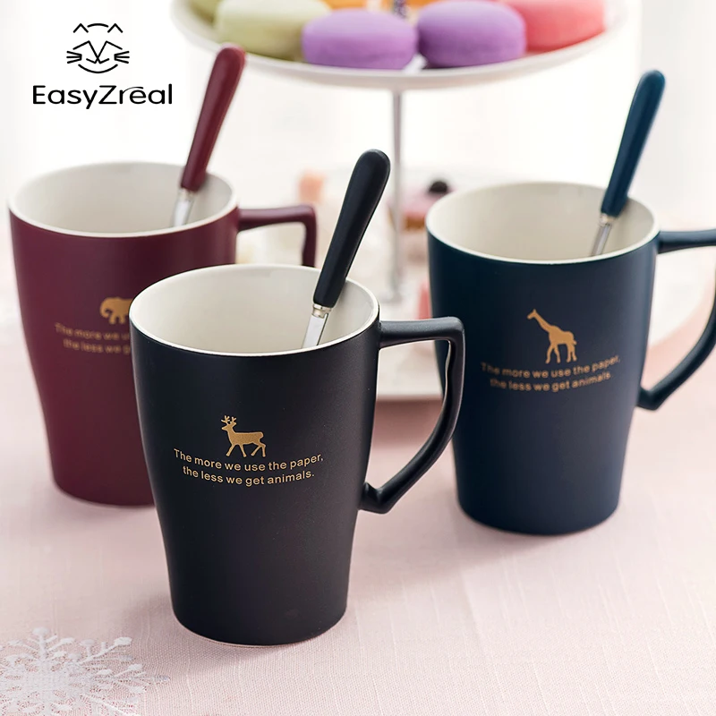 Креативная керамическая кружка EasyZreal 400 мл с молоком мультяшным животным чашка