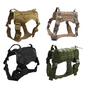 

Tactical Dog Harness Training Vest Military K9 Water Resistant Harness With Detachable Molle Pouches/Patches for Large Dogs
