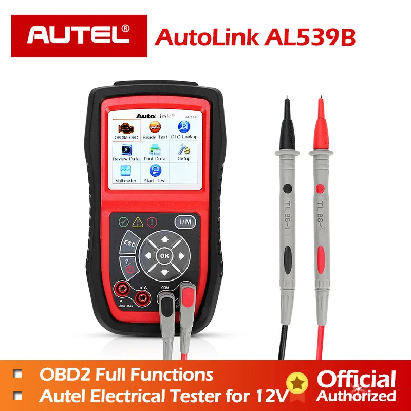 Autel AutoLink AL539B OBD OBD2 автомобильный диагностический OBD 2AVO метр 12 в считыватель кодов анализатор заряда батареи система зарядки диагностический инструмент