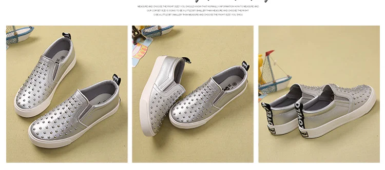 Rivet Children Shoes 2018 New Spring Fashiion Solid Pu Leather Kids Shoes Black Gold Casual Zips Rubber Boys Girls Sneakers  565 (9)