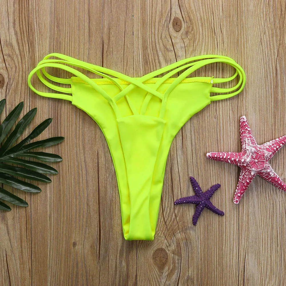 Женская сексуальная Нижняя часть купального костюма бикини одежда для плавания растягивающиеся крестообразные трусики V плавки maillot de bain string