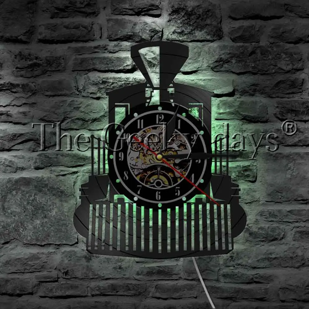 1Piece Vintage Steam Express Train Vinyl Record Wall Clock