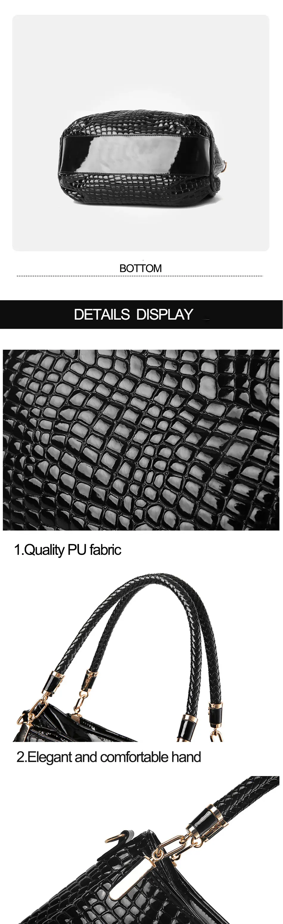 Nicole&Doris New Crocodile Grain PU Leather Women BagShoulder Bag Handbag Female Shopping Bag Crossbody Totes Large Bag women's bags big