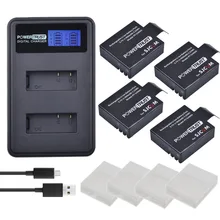 4x Replacement SJCAM sj4000 Battery + LCD Dual USB Charger for sjcam SJ5000 sj5000x SJ6000 sj7000 sj8000 sj9000 wifi SJ M10