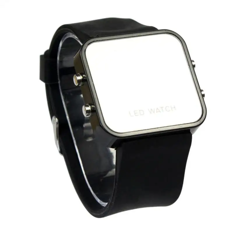 

2018 New Watch Women Watches Mini LED Digital Calendar Day/Date Silicone Sport Mirror Faceless Men Watch Clock Ladies Gift B50