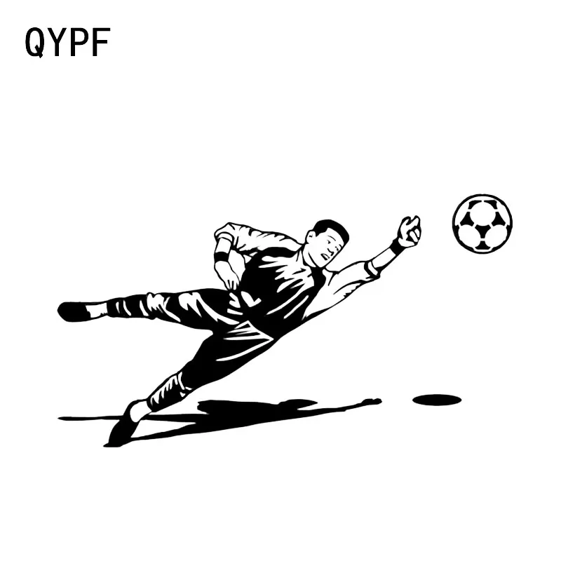 

QYPF 16.1*9CM Interesting Player Kicking Soccer goalkeeper Decor Car Sticker High Quality Silhouette C16-0524