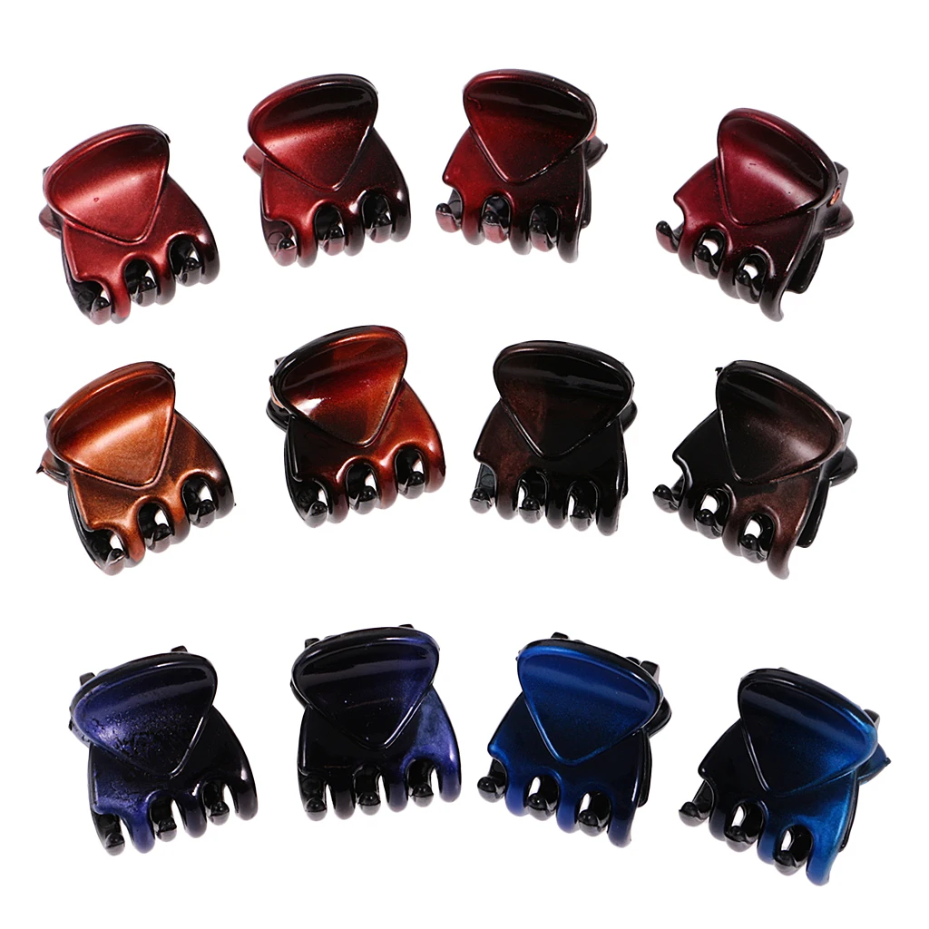 12 Pieces/ Lot Resin Lady Girl Mini Hair Resin Claws Clamps Clips Hair Grips for Holding Hair up and Styling