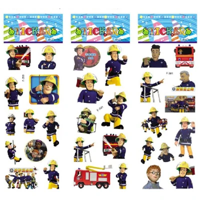 3 feuilles/set autocollants Sam pompier pour enfants décoration murale pour ordinateur portable mignon dessin animé mini 3D autocollant en mousse autocollant réfrigérateur doodle