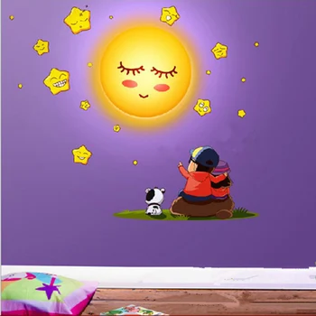 

Creative control sensor star moon wall stickers small night light the child's room decorates for