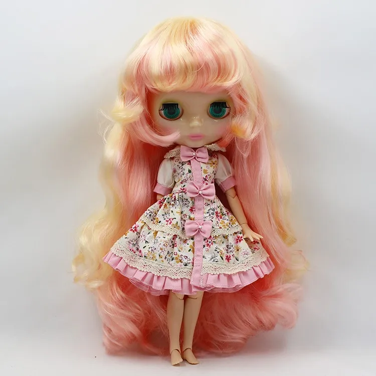 

Nude Blyth Doll Yellow mix Pink long hair with joint body doll toys for chidlren Factory Blyth bjd doll toys for sale