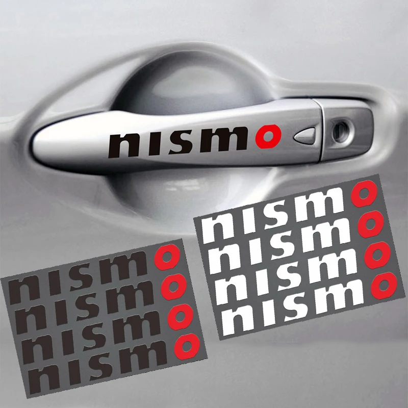 

4pcs Car styling NISMO Logo Door Handle Car Stickers Decoration For Nissan juke tiida note x-trail t31 t32 qashqai j10 j11