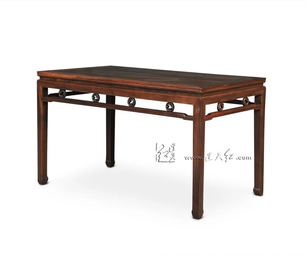 Rosewood Living Dining Room Table Set (1 table &6 Chairs) Classical Solid Wood Home Furniture Annatto Office Long Rectangle Desk