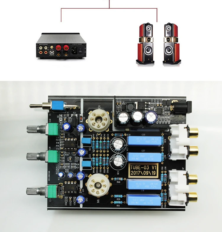 FX-Audio TUBE-03 HIFI ВЧ-басовый буферный ламповый предусилитель цифровой аудио конвертер стерео усилитель и ЦАП усилитель для наушников