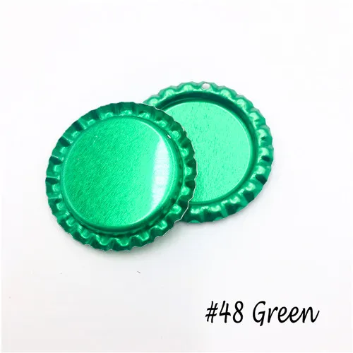 100 шт./лот высокое качество обе стороны цветные Приплюснутые крышки для бутылок с отверстием плоские крышки для бутылок Diy ремесла и ювелирные аксессуары - Цвет: 48-Green