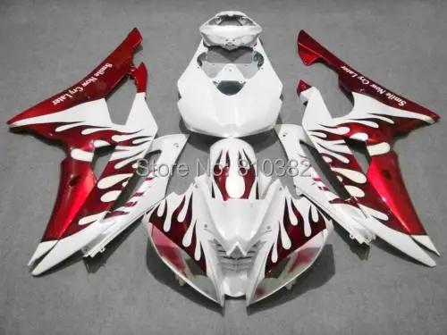 

Injection Mold Fairing kit for YZFR6 08 09 10 11 12 YZF R6 2008 2009 2010 2012 YZF600 Red flames white Fairings set+7gifts YG13
